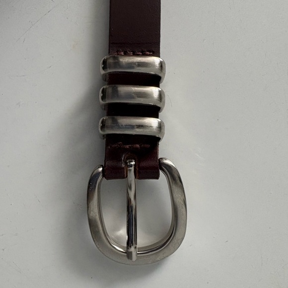 Mexx Burgundy Leather Belt with Silver Buckle - Picture 5 of 7